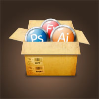 Create a Cardboard Box Filled With Glossy Icons