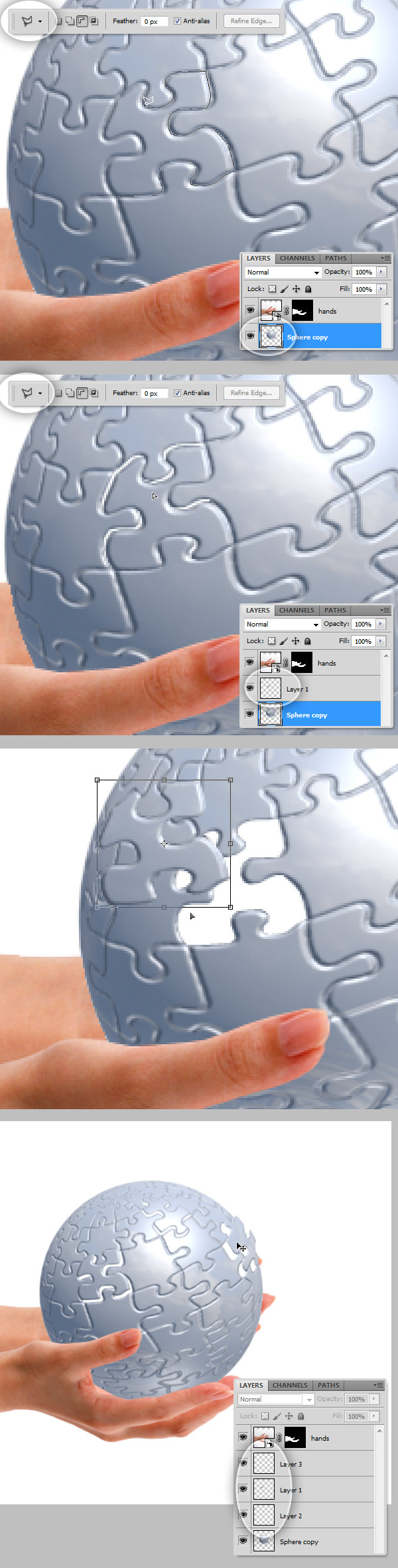 22 Tạo Quả Cầu Puzzle 3D trong Photoshop